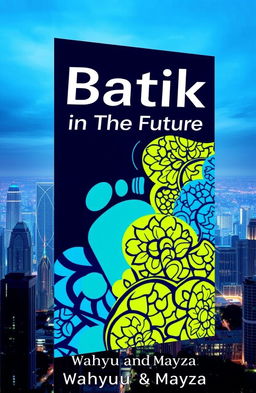 A captivating poster cover titled 'Batik-in The Future', featuring a vibrant and futuristic interpretation of traditional Batik patterns