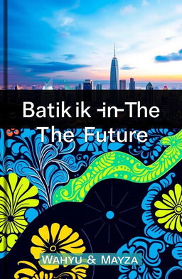 A captivating poster cover titled 'Batik-in The Future', featuring a vibrant and futuristic interpretation of traditional Batik patterns