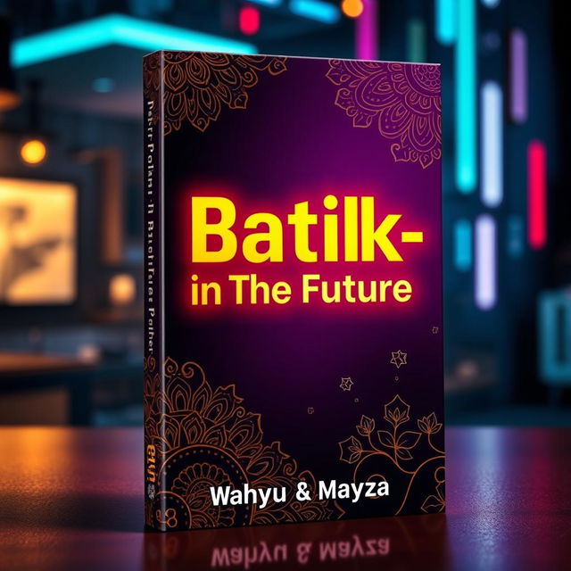 A unique book cover poster titled 'Batik-in The Future', showcasing an eye-catching design that blends traditional Batik artwork with futuristic elements