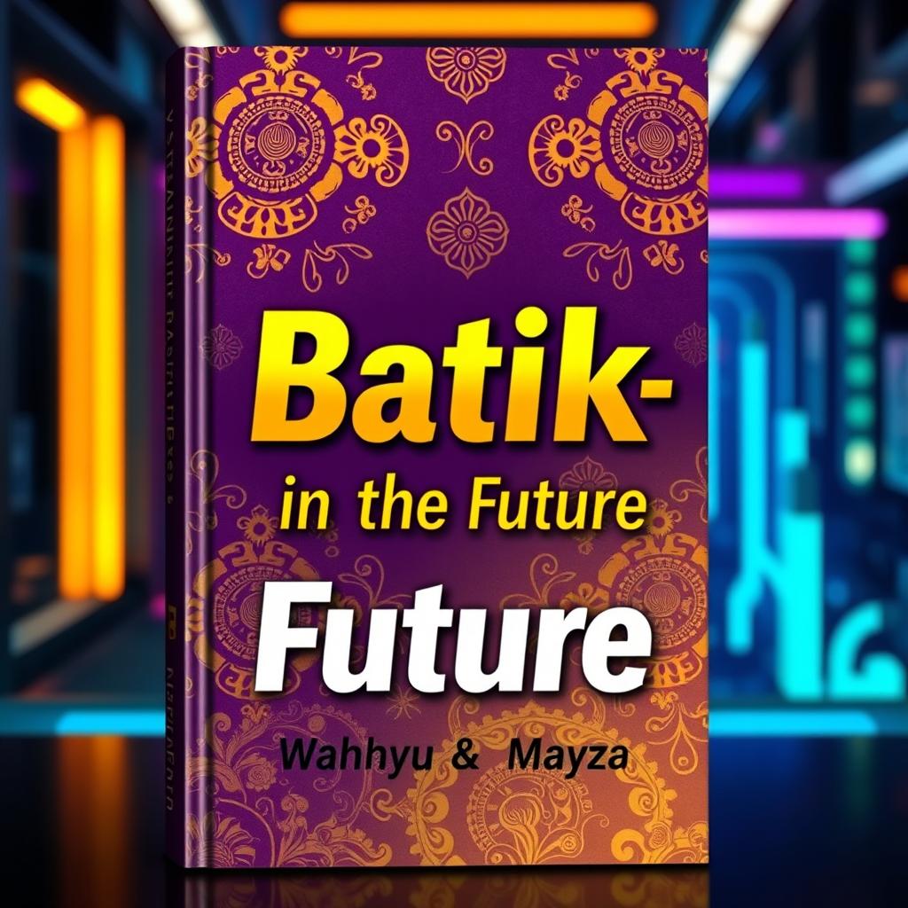 A unique book cover poster titled 'Batik-in The Future', showcasing an eye-catching design that blends traditional Batik artwork with futuristic elements