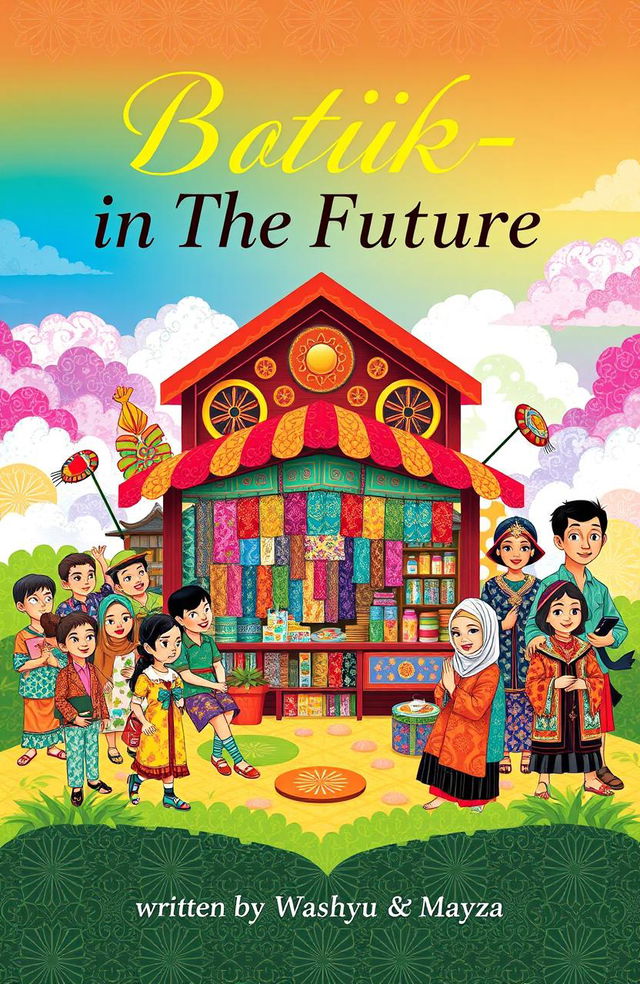 A vibrant poster cover for a book titled 'Batik-in The Future'