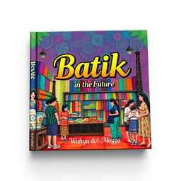 A stunning book cover for the title "Batik-in The Future" illustrated in vibrant acrylic paint
