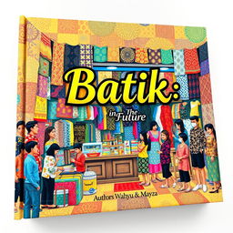 A stunning book cover for the title "Batik-in The Future" illustrated in vibrant acrylic paint