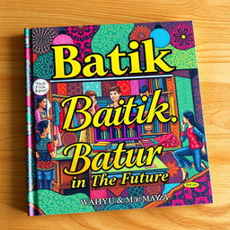 A stunning book cover for the title "Batik-in The Future" illustrated in vibrant acrylic paint