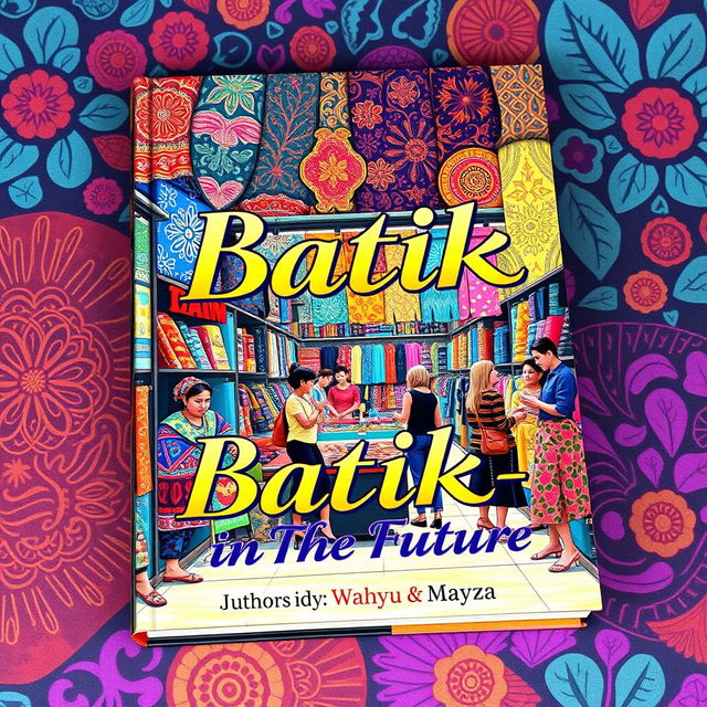 A stunning book cover for the title "Batik-in The Future" illustrated in vibrant acrylic paint