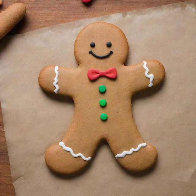 Draw a perfect gingerbread man template with bold lines, that can be used as cut-out on top of dough for gingerbread cookies.