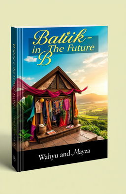 Aesthetic book cover for the title 'Batik-in The Future', featuring a beautifully designed batik shop surrounded by stunning scenery