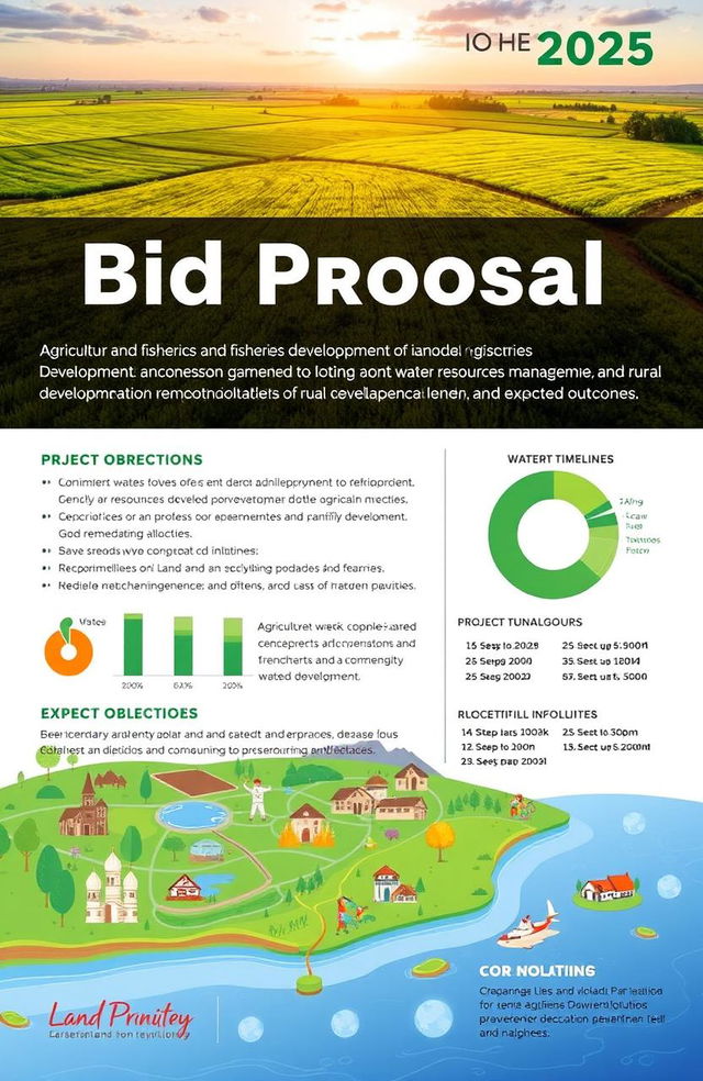 A detailed bid proposal document for the 2025 financial year, focusing on agriculture and fisheries development, alongside water resources management and rural development initiatives