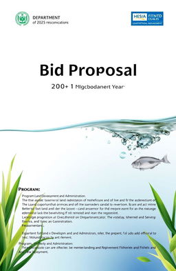 A professional and formal document layout for a bid proposal, showcasing an official cover page