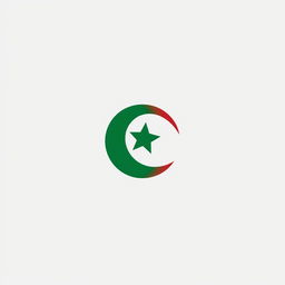 A logo design that symbolizes Algeria, featuring iconic elements such as the star and crescent from the national flag, the colors green and white prominently displayed, and motifs inspired by traditional Algerian patterns