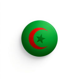 A logo design that symbolizes Algeria, featuring iconic elements such as the star and crescent from the national flag, the colors green and white prominently displayed, and motifs inspired by traditional Algerian patterns