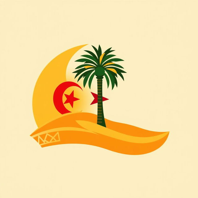 A logo design that captures the essence of Algeria, avoiding the use of the national flag