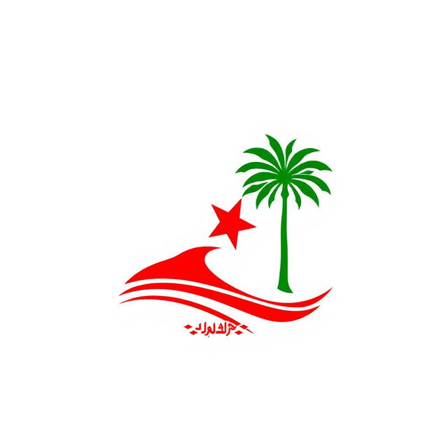 A logo design that reflects the cultural essence of Algeria using only red, green, and white colors, while strictly avoiding any elements of the national flag