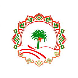 A logo design that reflects the cultural essence of Algeria using only red, green, and white colors, while strictly avoiding any elements of the national flag