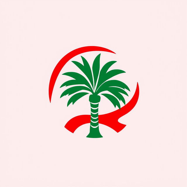 An icon design that reflects the essence of Algeria using exclusively red, green, and white colors, avoiding any direct references to the national flag