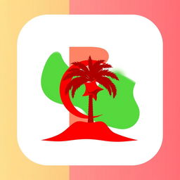 An icon design that reflects the essence of Algeria using exclusively red, green, and white colors, avoiding any direct references to the national flag