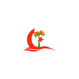 A minimalist icon designed to evoke the essence of Algeria using only red, green, and white colors, avoiding any direct depiction of the national flag