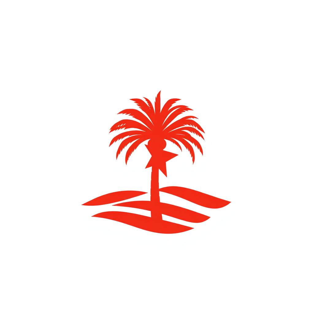 A minimalist icon designed to evoke the essence of Algeria using only red, green, and white colors, avoiding any direct depiction of the national flag