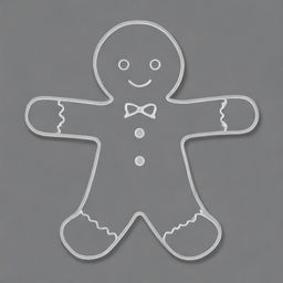 A high-resolution, black and white outline of a traditional gingerbread man. The image is designed to be printable for crafting purposes, and simplistic enough to be used as a stencil or template.