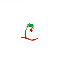 A minimalist icon that symbolizes Algeria using only red, green, and white colors, without any reference to the national flag