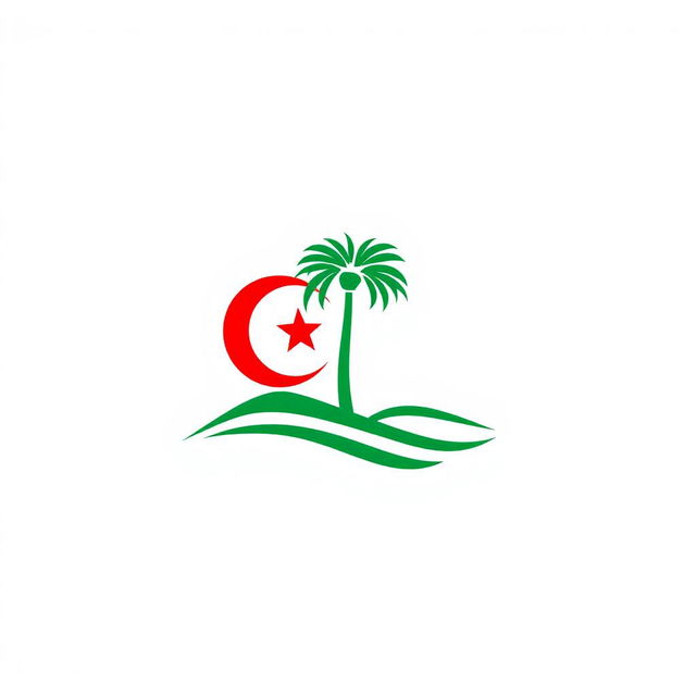 A minimalist icon that symbolizes Algeria using only red, green, and white colors, without any reference to the national flag