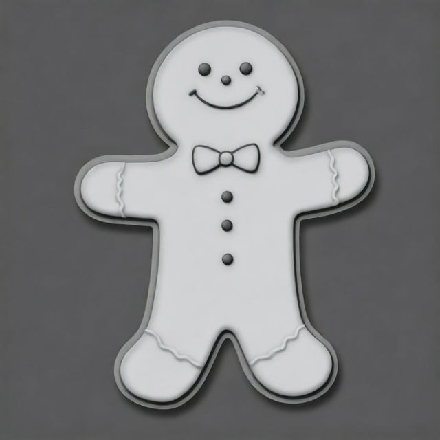 Adjust the previous gingerbread man outline. Now, he is waving. Maintain the simplistic, high-resolution, black and white design, suitable for printing and crafting.