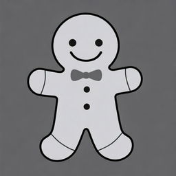 Adjust the previous gingerbread man outline. Now, he is waving. Maintain the simplistic, high-resolution, black and white design, suitable for printing and crafting.