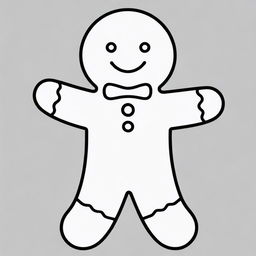 Modify the waving gingerbread man outline to reflect him waving with only one arm. Retain the high-resolution, black and white, simplistic design for ease of printing and crafting.