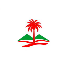 A minimalist icon that captures the essence of Algeria using only red, green, and white colors, while explicitly avoiding any representation of the national flag