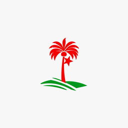 A minimalist icon that captures the essence of Algeria using only red, green, and white colors, while explicitly avoiding any representation of the national flag