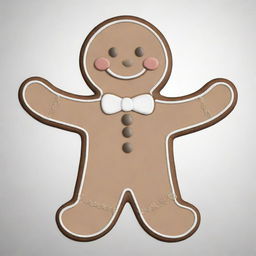 Modify the waving gingerbread man outline to reflect him waving with only one arm. Retain the high-resolution, black and white, simplistic design for ease of printing and crafting.