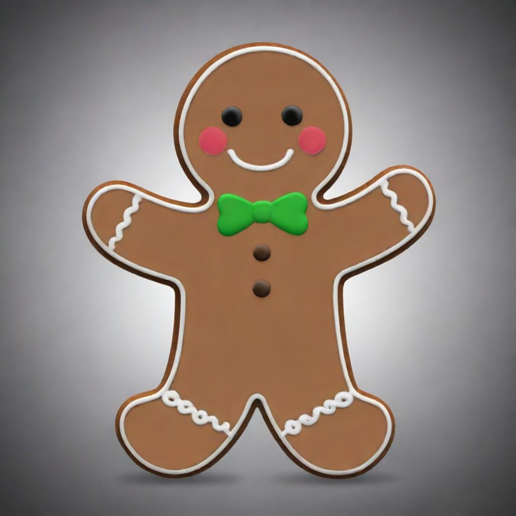 Modify the waving gingerbread man outline to reflect him waving with only one arm. Retain the high-resolution, black and white, simplistic design for ease of printing and crafting.