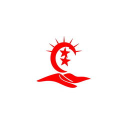 A minimalist icon representing Algeria using only red, green, and white colors, without incorporating the national flag