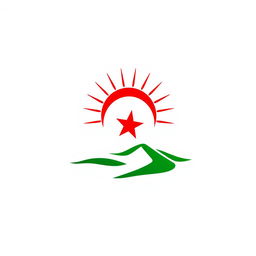 A minimalist icon representing Algeria using only red, green, and white colors, without incorporating the national flag