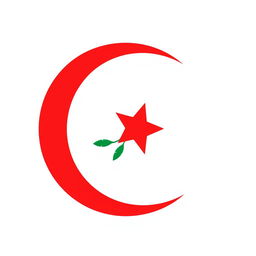 A minimalist icon that evokes Algeria using exclusively red, green, and white colors, entirely avoiding the national flag