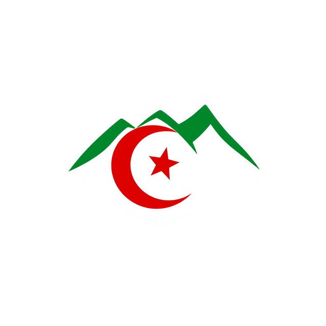 A minimalist icon that evokes the essence of Algeria using only red, green, and white colors, without featuring the Algerian flag