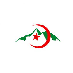 A minimalist icon that evokes the essence of Algeria using only red, green, and white colors, without featuring the Algerian flag
