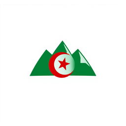 A minimalist icon that evokes the essence of Algeria using only red, green, and white colors, without featuring the Algerian flag
