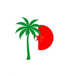 A minimalist icon that reflects the essence of Algeria using a palette of red, green, and white, distinctly avoiding the national flag