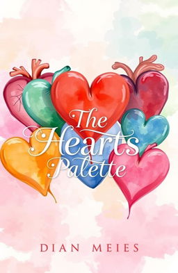 A dreamy book cover design for a novel titled 'The Hearts Palette'