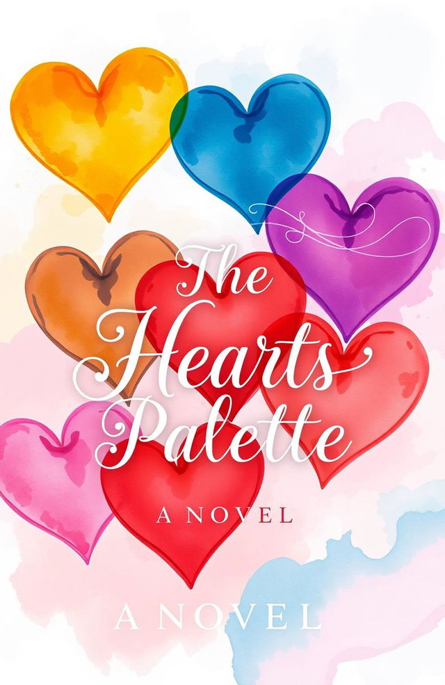 A dreamy book cover design for a novel titled 'The Hearts Palette'