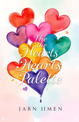 A dreamy book cover design for a novel titled 'The Hearts Palette'