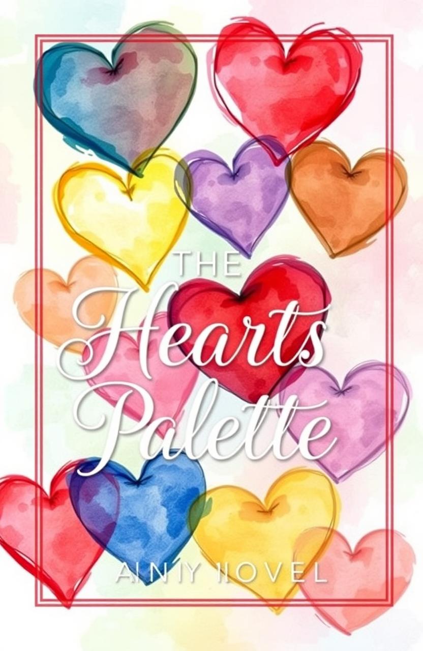 A dreamy book cover design for a novel titled 'The Hearts Palette'