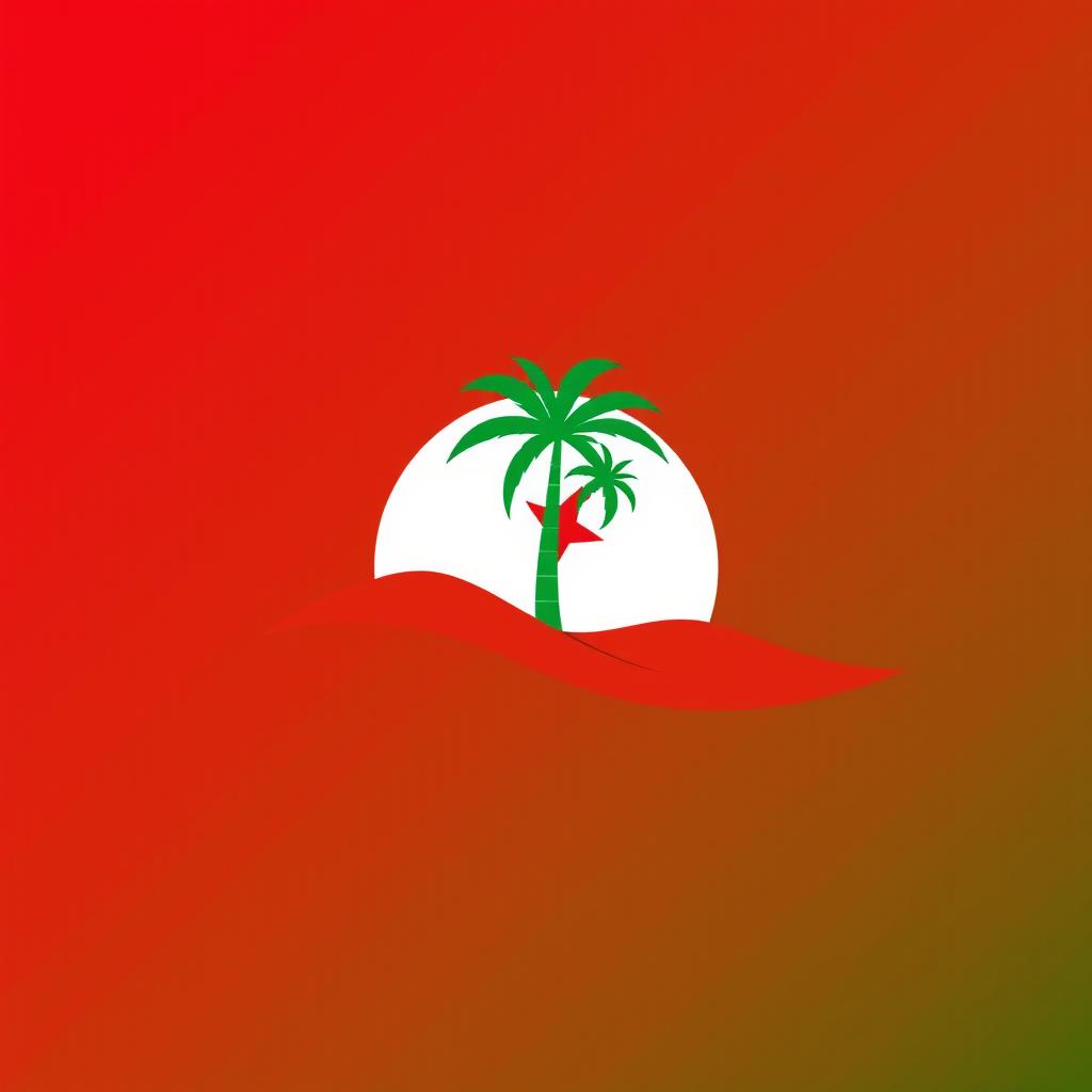 A minimalist icon that subtly reflects Algeria using only red, green, and white colors, while completely avoiding the use of the Algerian flag