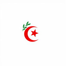 A minimalist icon that symbolizes Algeria using a palette of red, green, and white, while intentionally avoiding the Algerian flag