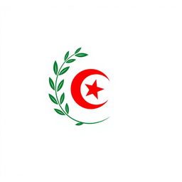 A minimalist icon that symbolizes Algeria using a palette of red, green, and white, while intentionally avoiding the Algerian flag