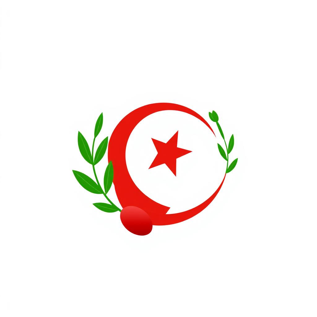 A minimalist icon that symbolizes Algeria using a palette of red, green, and white, while intentionally avoiding the Algerian flag