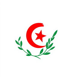 A minimalist icon that symbolizes Algeria using a palette of red, green, and white, while intentionally avoiding the Algerian flag