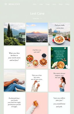 A visually stunning Instagram theme page featuring a cohesive aesthetic