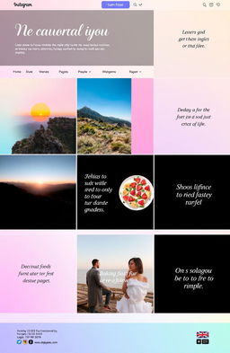 A visually stunning Instagram theme page featuring a cohesive aesthetic